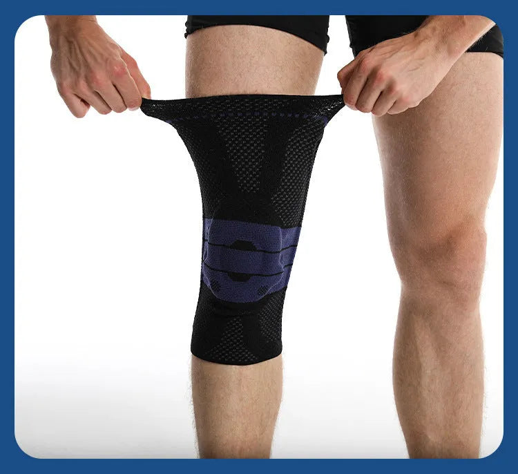 Adult basketball knee pads in black and blue or grey and blue colours