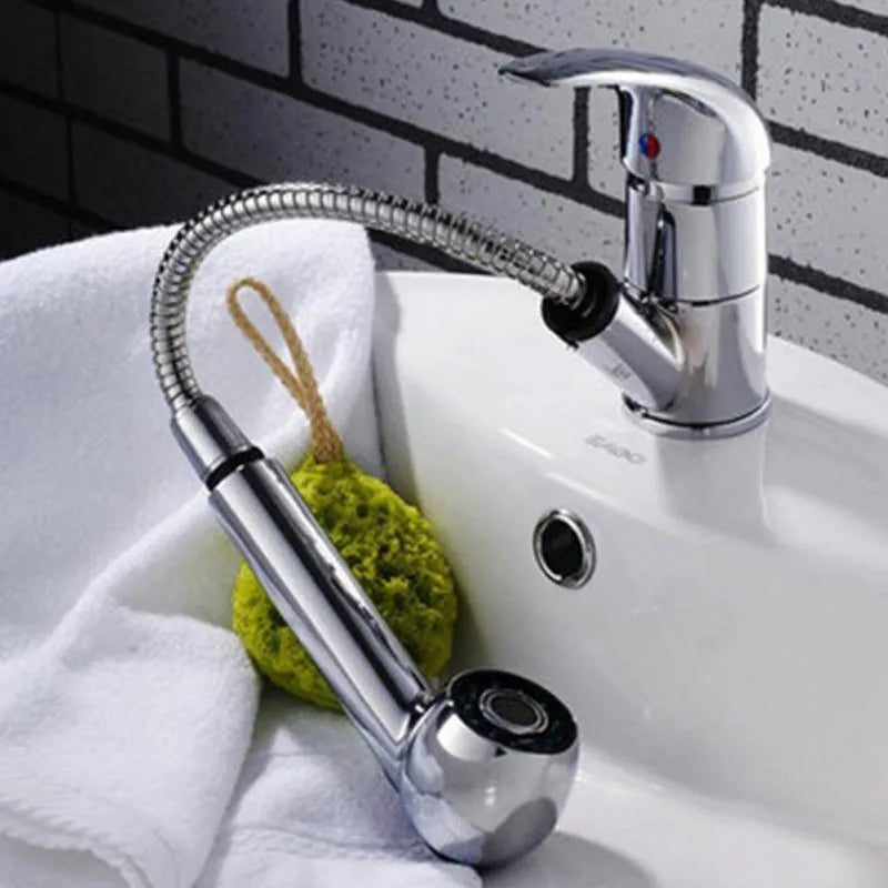 Chrome plated pull out spray shower head replacement for kitchen and bathroom taps with spray function