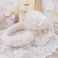 Plush heart bow tie earmuffs 11x11cm in black, light meat powder, and milky white