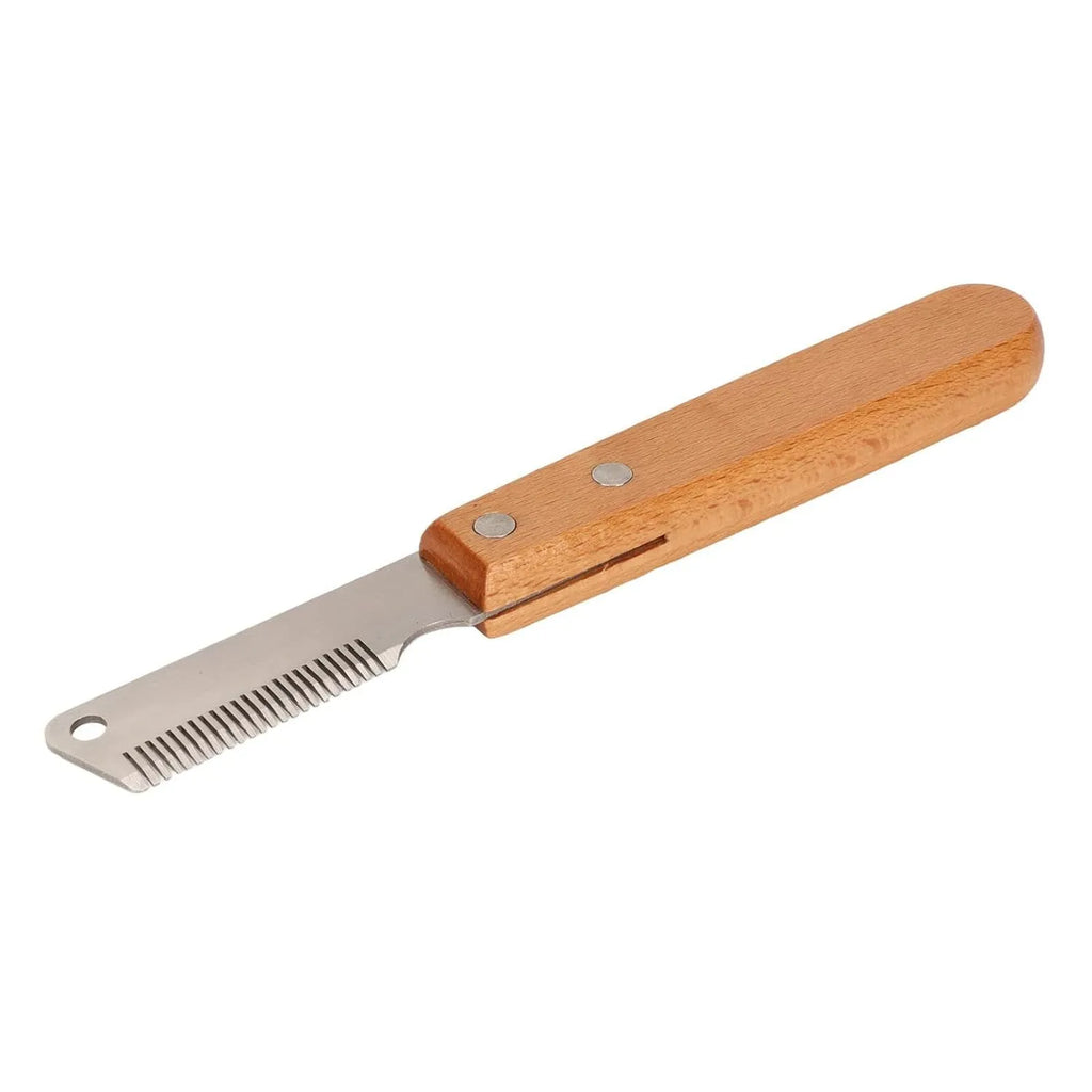 Wood handle dog stripping comb grooming tool for long-haired pets in two size options