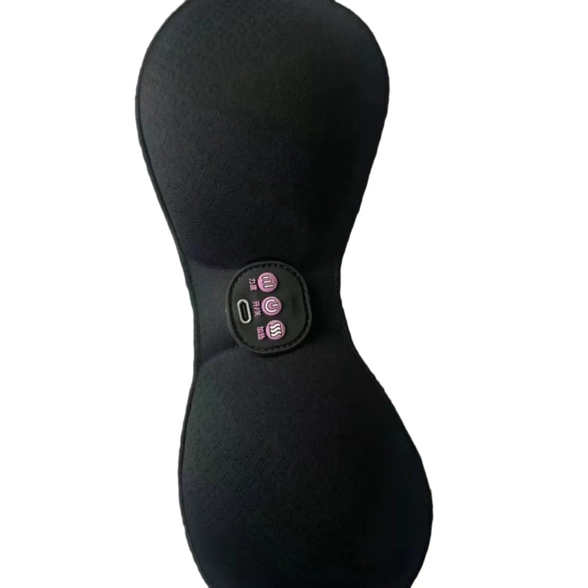 Black electric massage bra with chest paste and 3-key English liner for vibration therapy
