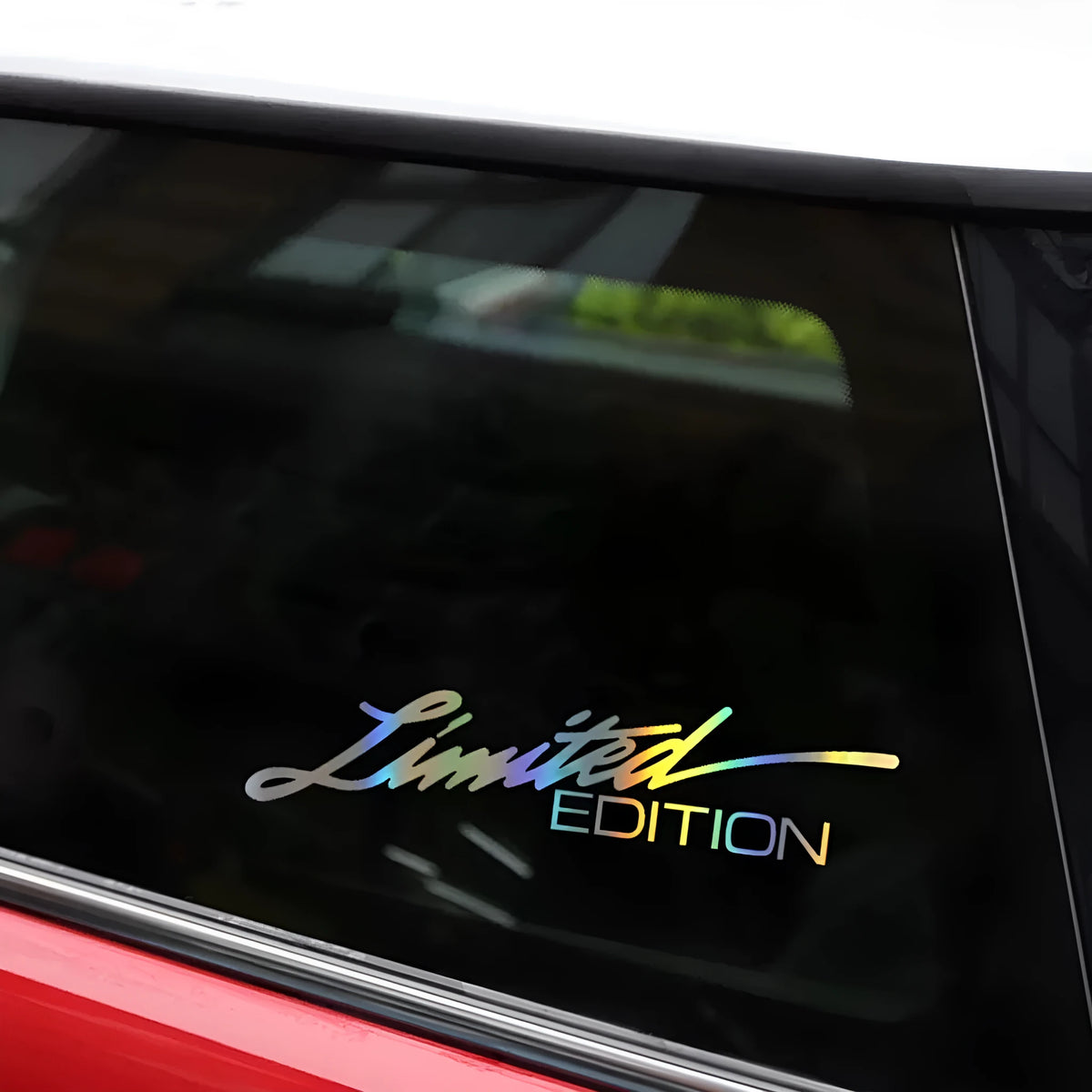 Black laser reflective car sticker with text design on PET material for vehicle application