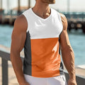 Men's blue contrast colour sports vest with cotton blend fabric for summer fitness
