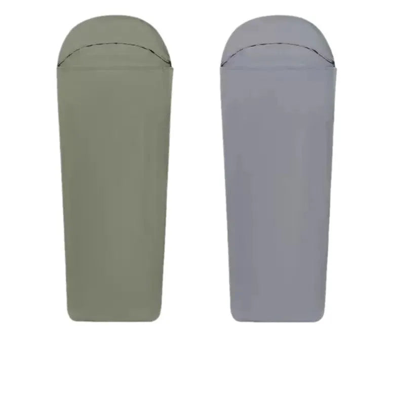 Blue nylon mummy sleeping bag for adult camping with portable lightweight design