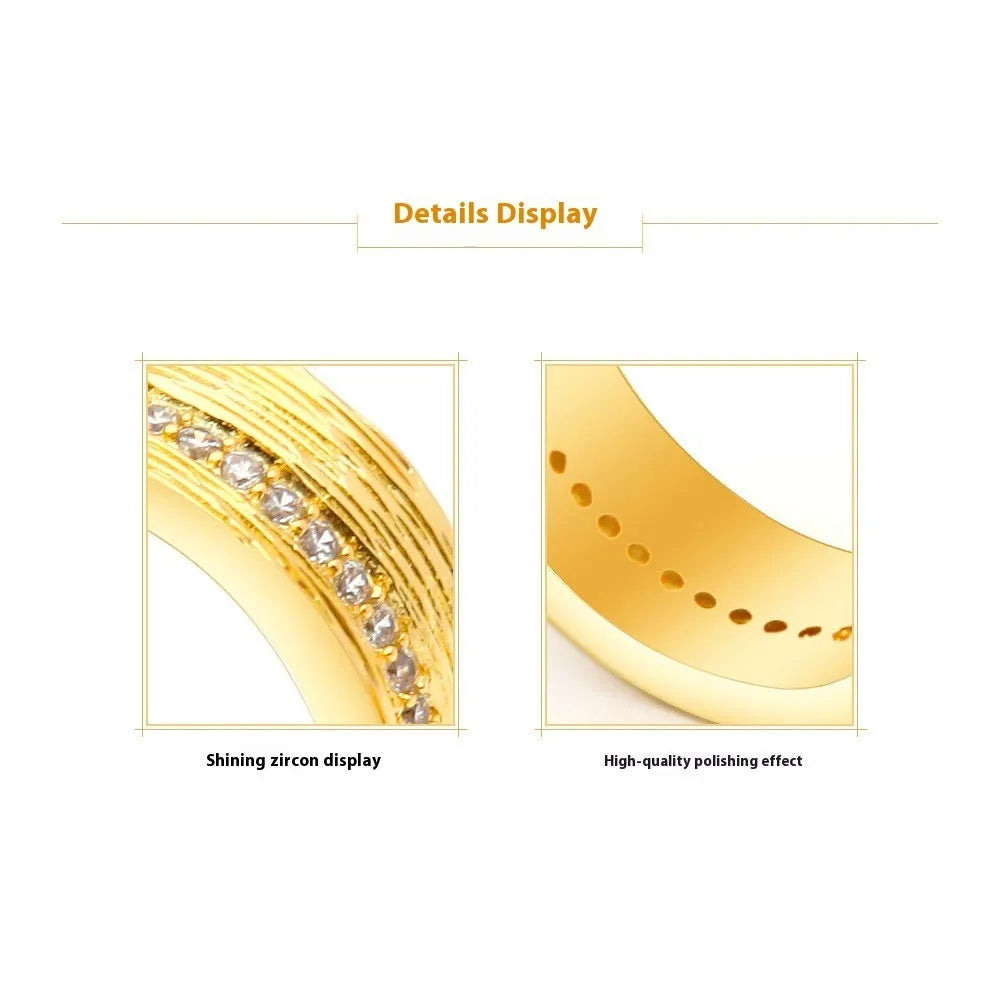 Gold electroplated geometric copper zircon ring for women in sizes 6, 7, 8