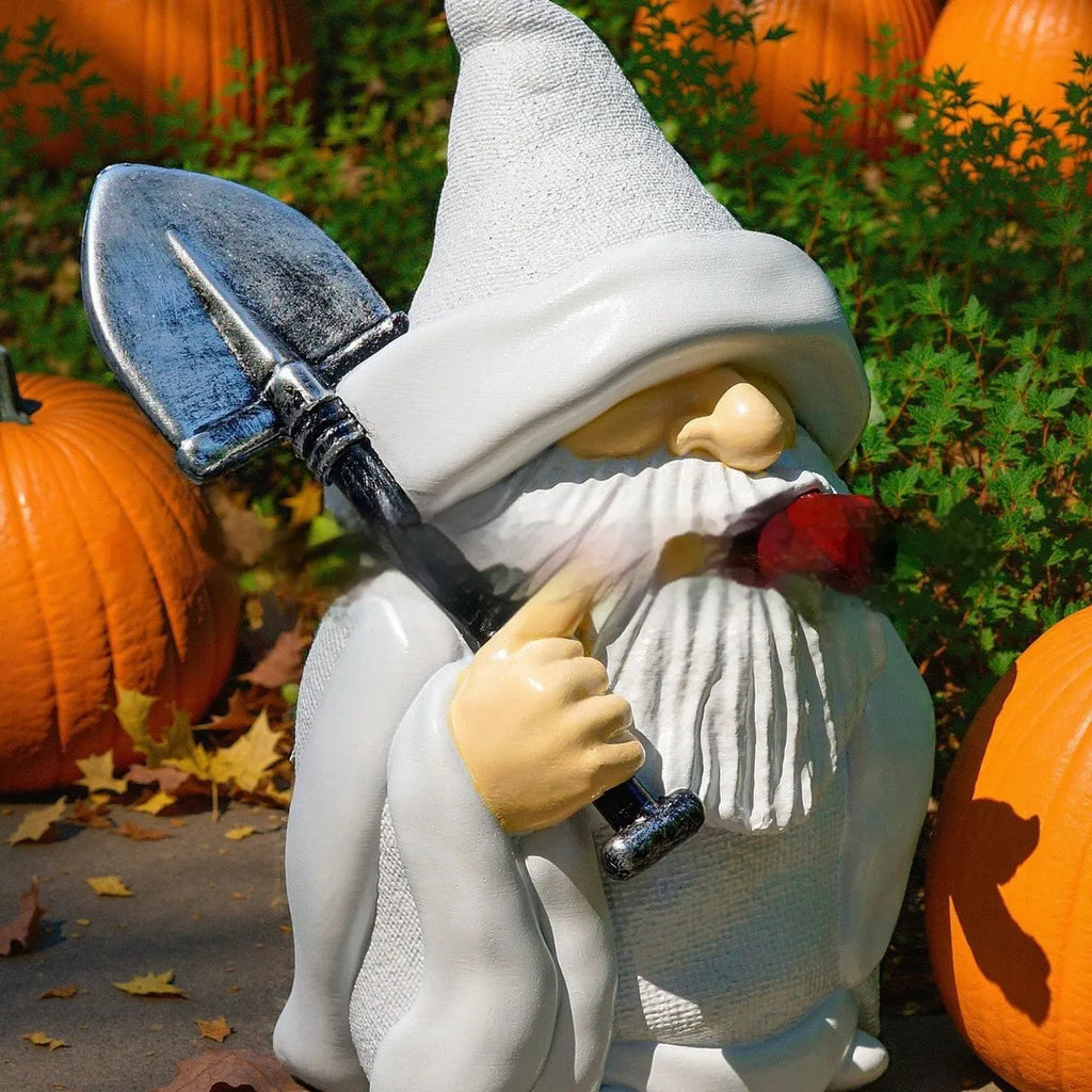 Christmas resin craft smoking shovel dwarf ornament for garden decoration display