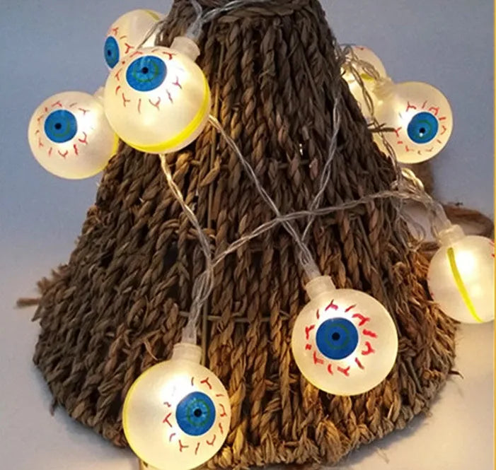 Halloween LED string lights with pumpkin, bat and ghost pendants on 1.2 metre waterproof cord