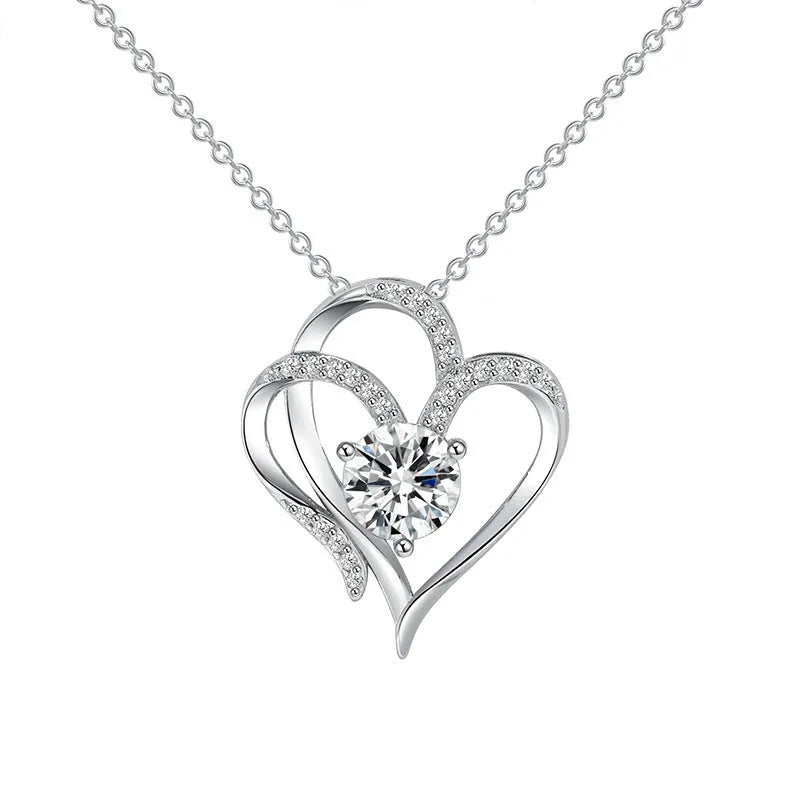 Women's 925 sterling silver necklace featuring a simple heart-shaped pendant.