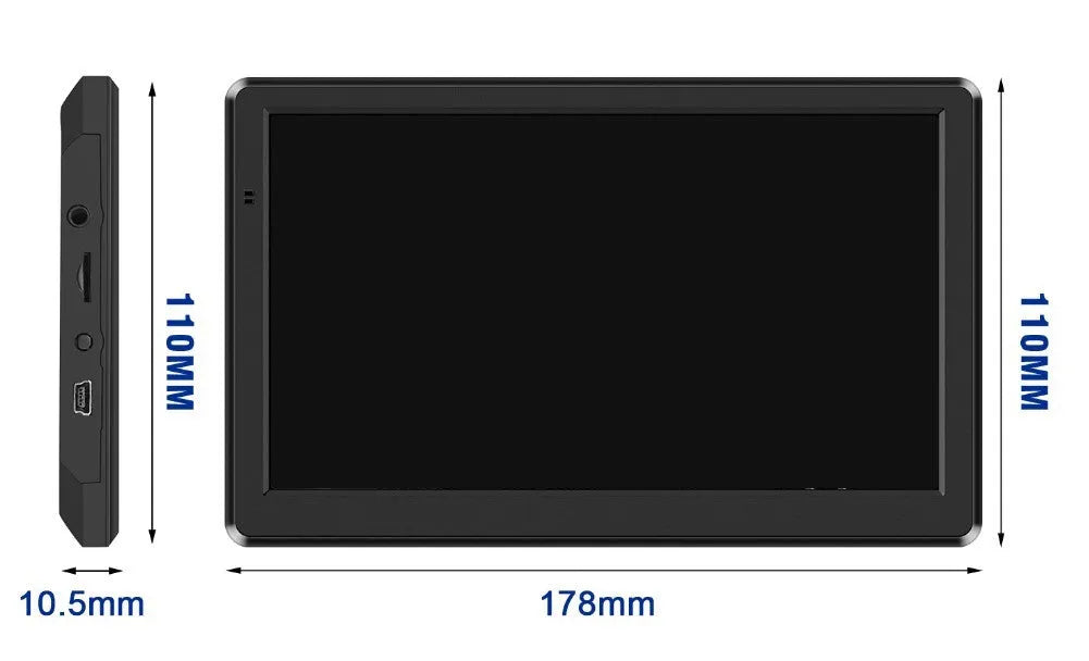 7 inch car GPS navigation device with touch screen showing map display