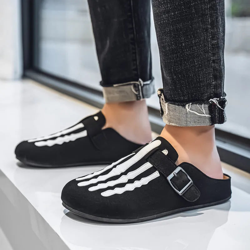 Men's low-top slip-on loafers in sand, black, or camel with embossed artificial leather upper and PVC sole, sizes 39-44.