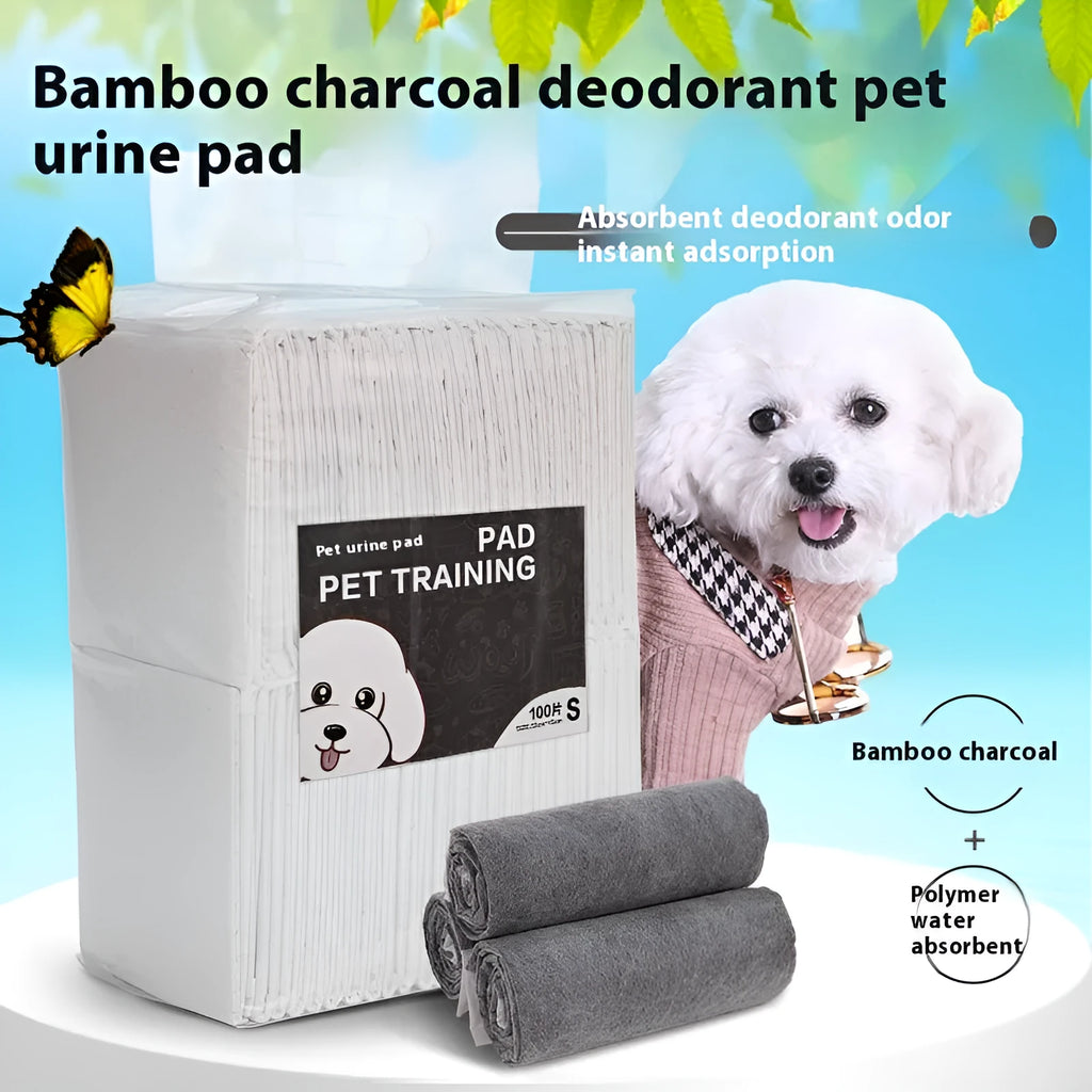 Pack of deodorant pet urinal pads for dogs and cats showing different sizes and models.