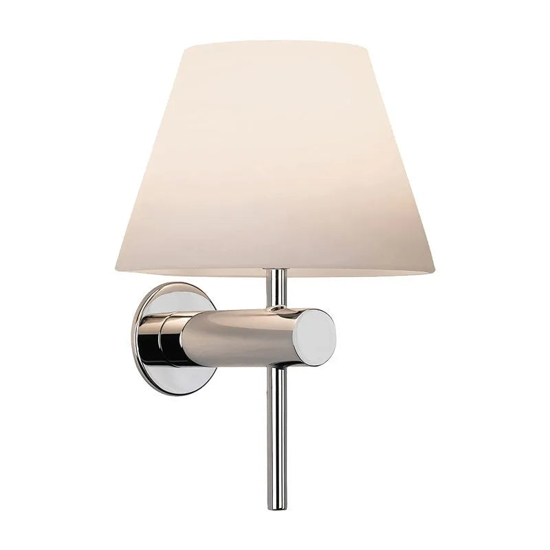 Modern minimalist fabric shade wall lamp in chrome or copper, 210mm, 220V, without light source