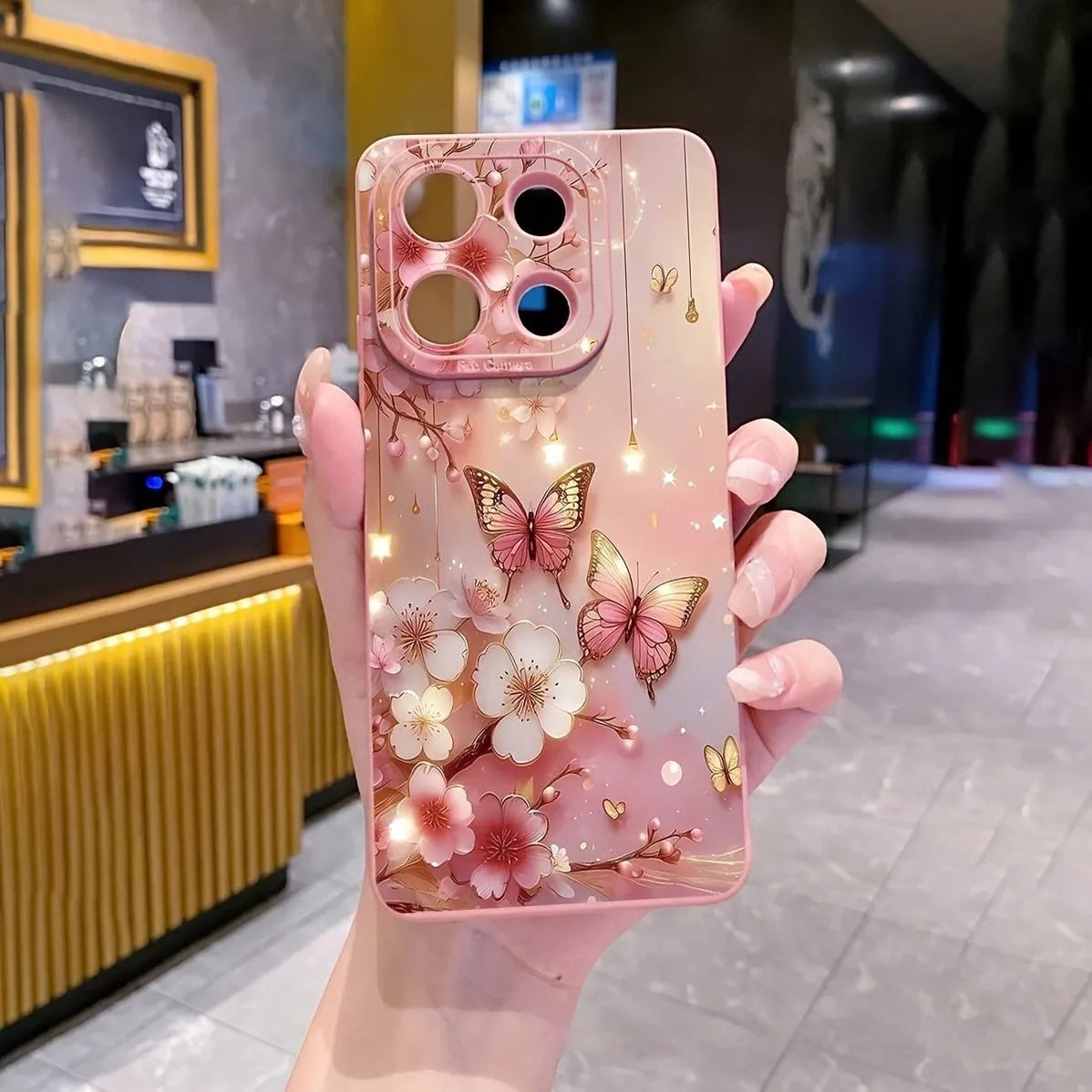 Butterfly TPU phone case in red, green, black, brown or pink for iPhone 7 to iPhone 16 Pro Max