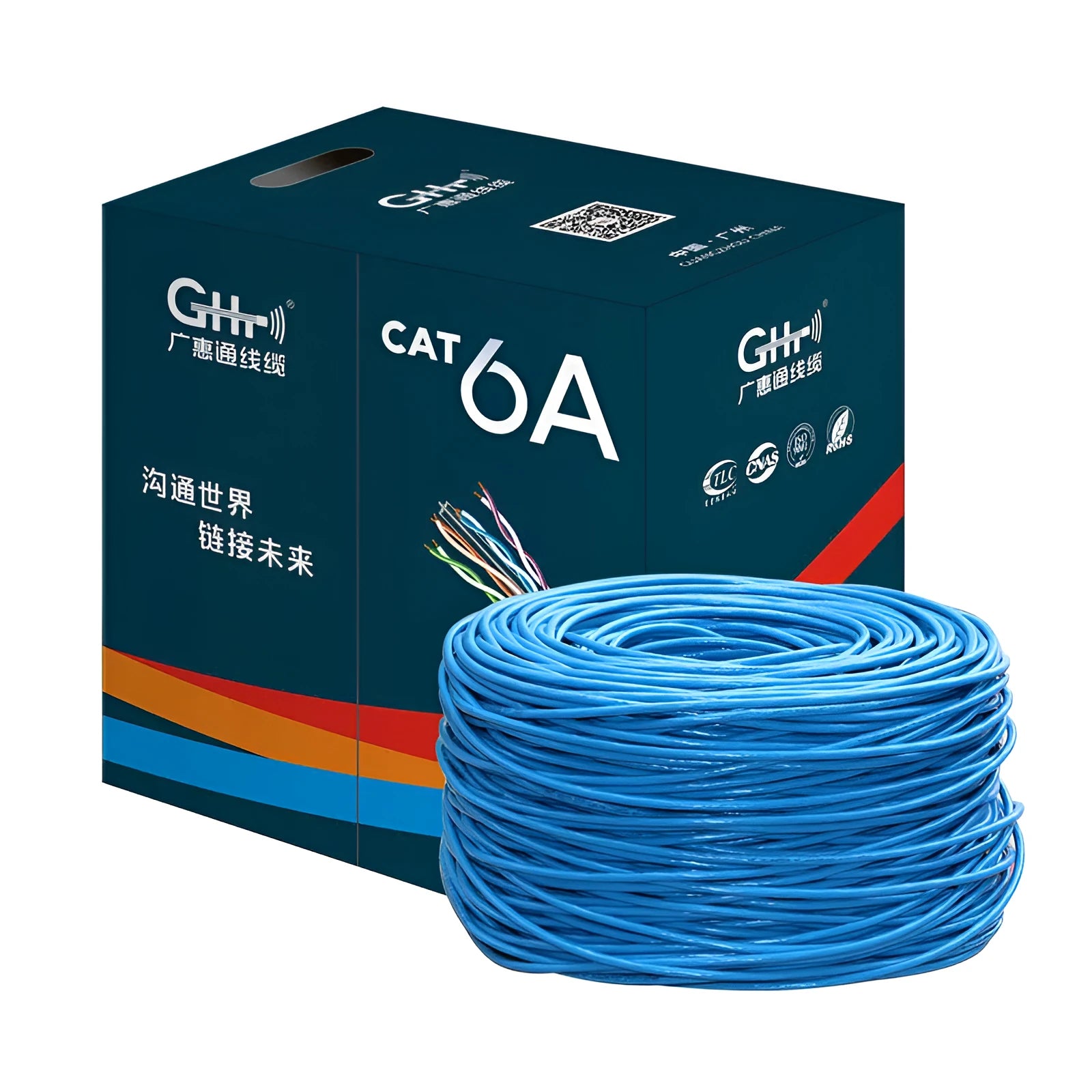 Blue and grey gigabit oxygen-free copper unshielded network cable roll