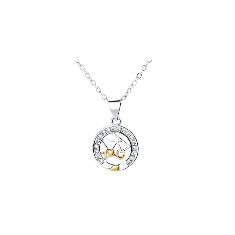 Sun moon copper couple necklace with cross chain and electroplated finish
