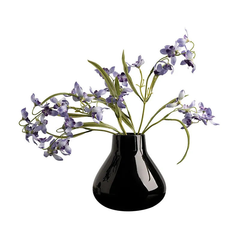 Ceramic decorative vase with glass surface finish in black or white colour with modern simplicity design