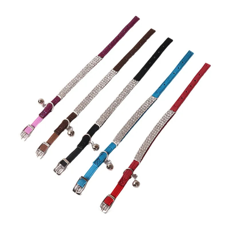 Flocked fabric elastic cat collar with buckle fastener in multiple colour options