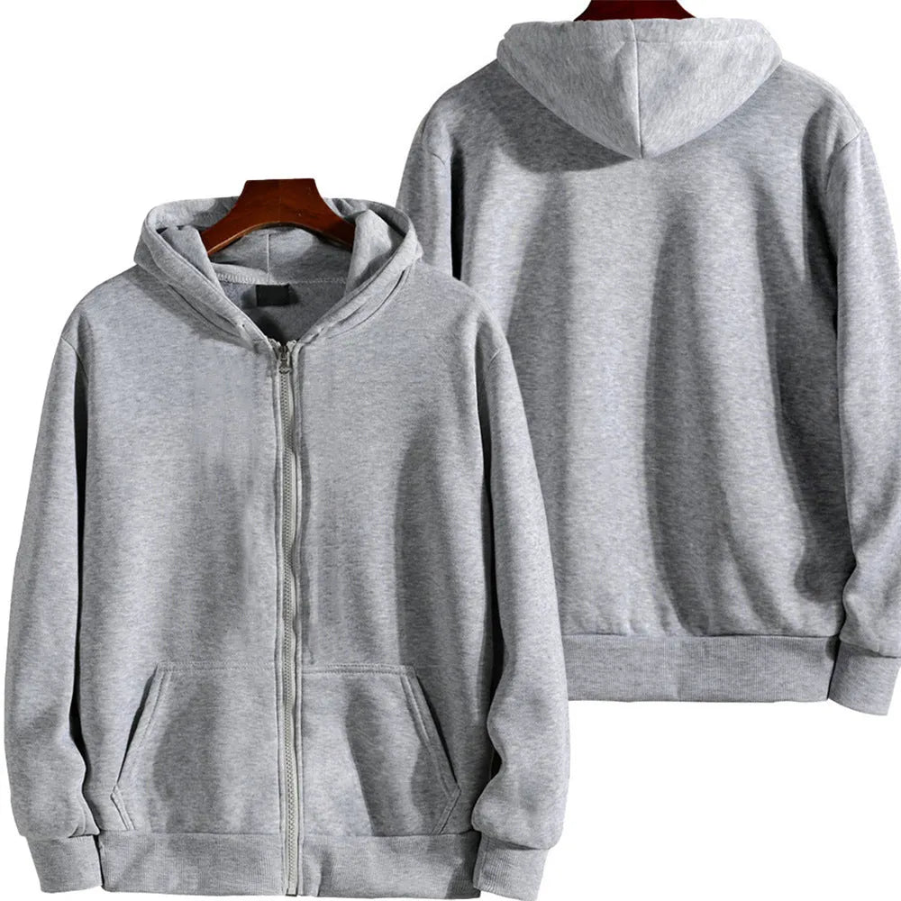 Men's solid colour loose fit zipper jacket for sports wear in polyester spandex fabric