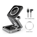 Folding three-in-one desktop wireless charging bracket with cable and magnetic ring
