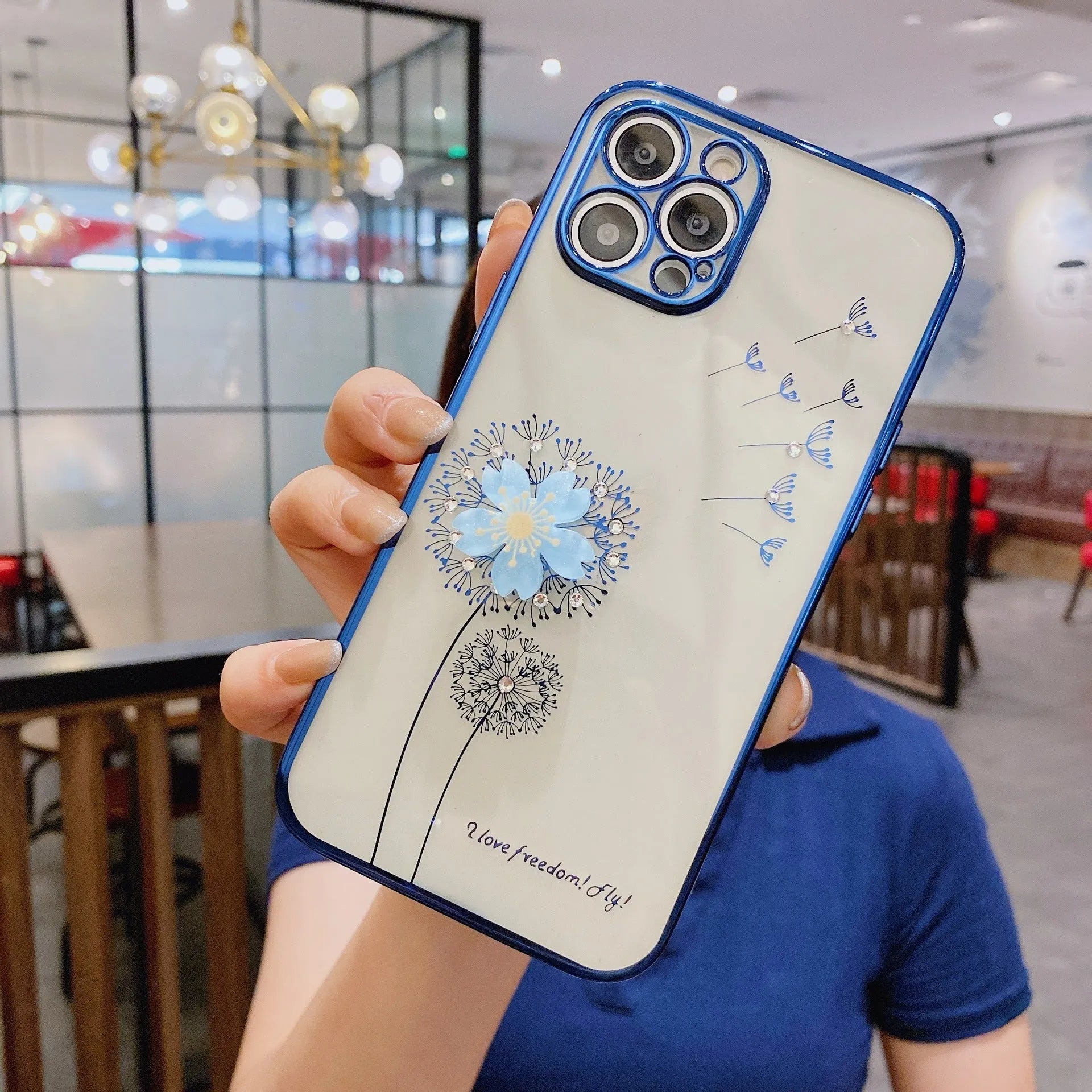 Green TPU phone case with rotating 3D flower stand holder for iPhone with built-in screen protector