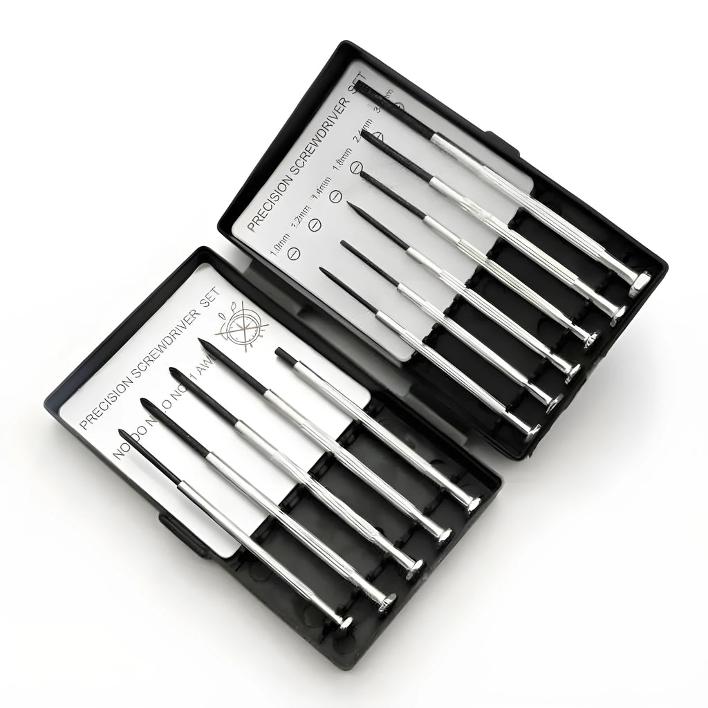 11 piece clock repair screwdriver set with 45# steel heads and non-slip handles for electronics