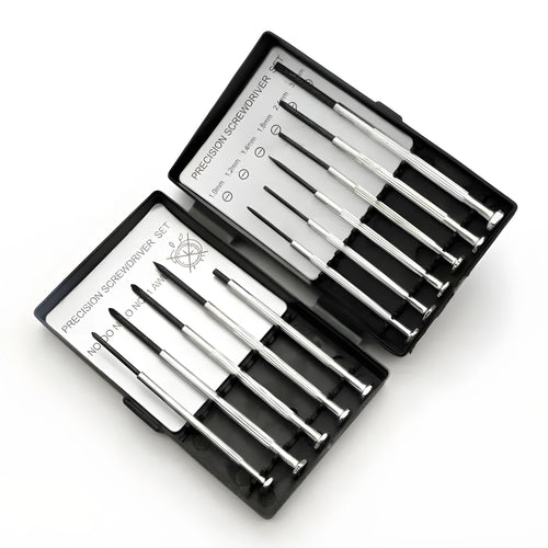 11 piece clock repair screwdriver set with 45# steel heads and non-slip handles for electronics