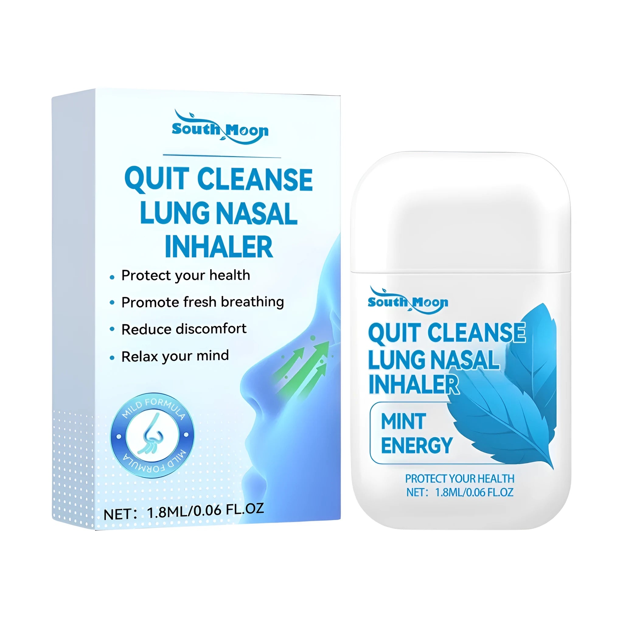 Quit Cleanse Lung nasal inhaler with 1.8ml herbal formula in nasal aspirator