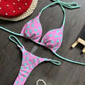 Heart print backless swimsuit with split sides in quick-drying nylon fabric