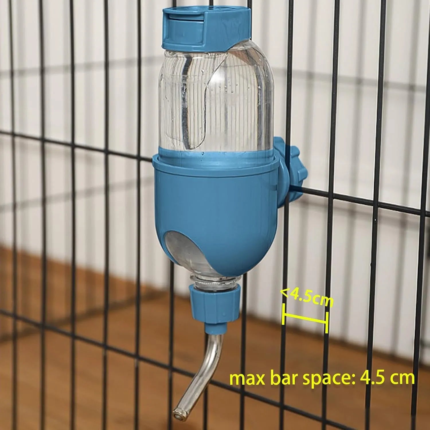 Small animal cage water bottle with rotatable nozzle and quick connect design
