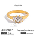 Geometric titanium steel zircon ring in a European and American style design.