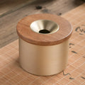 Retro brass ashtray with wooden lid in blackwood or rosewood option