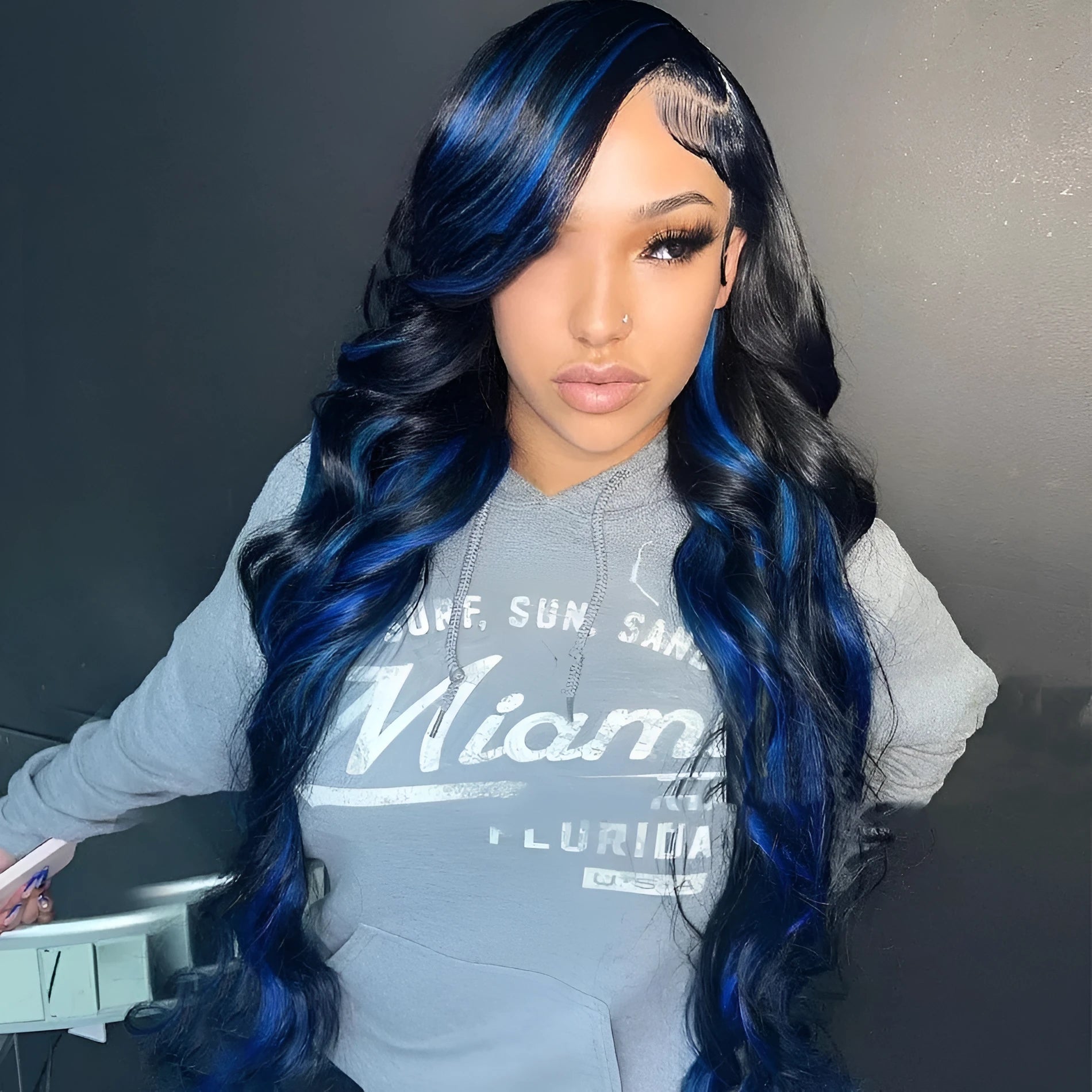 Real human hair 4x4 lace headgear wig with double-layer mechanism in star fashion style for ladies