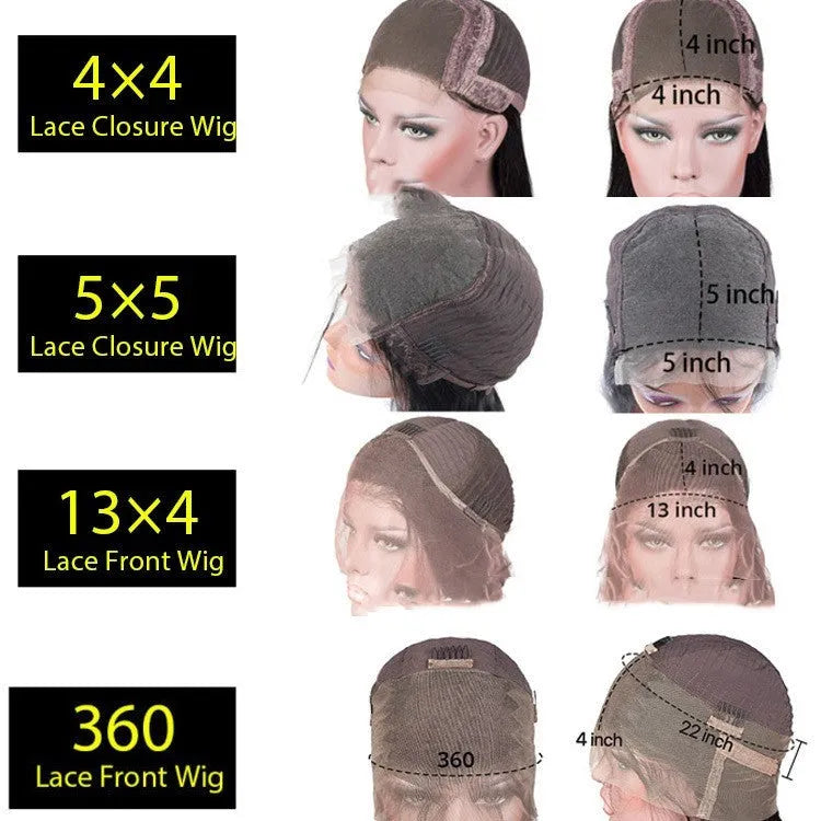 Real human hair 4x4 lace headgear wig with double-layer mechanism in star fashion style for ladies