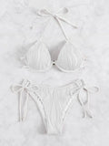 Women's apricot coloured bikini swimsuit with internal steel bracket support.