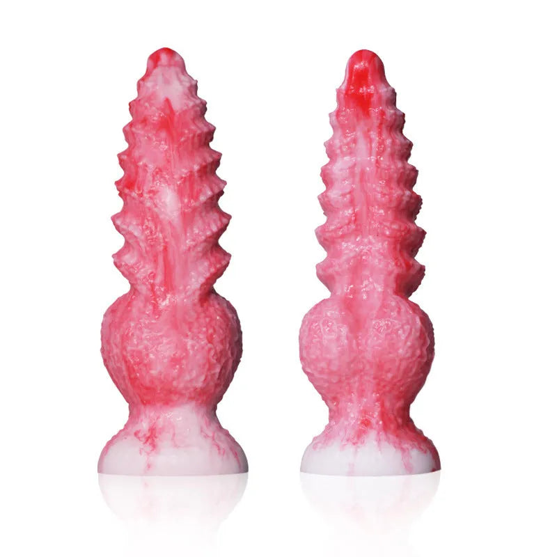 Pink platinum silicone shaped penis masturbation device for women, showing Berserker S and M size options.