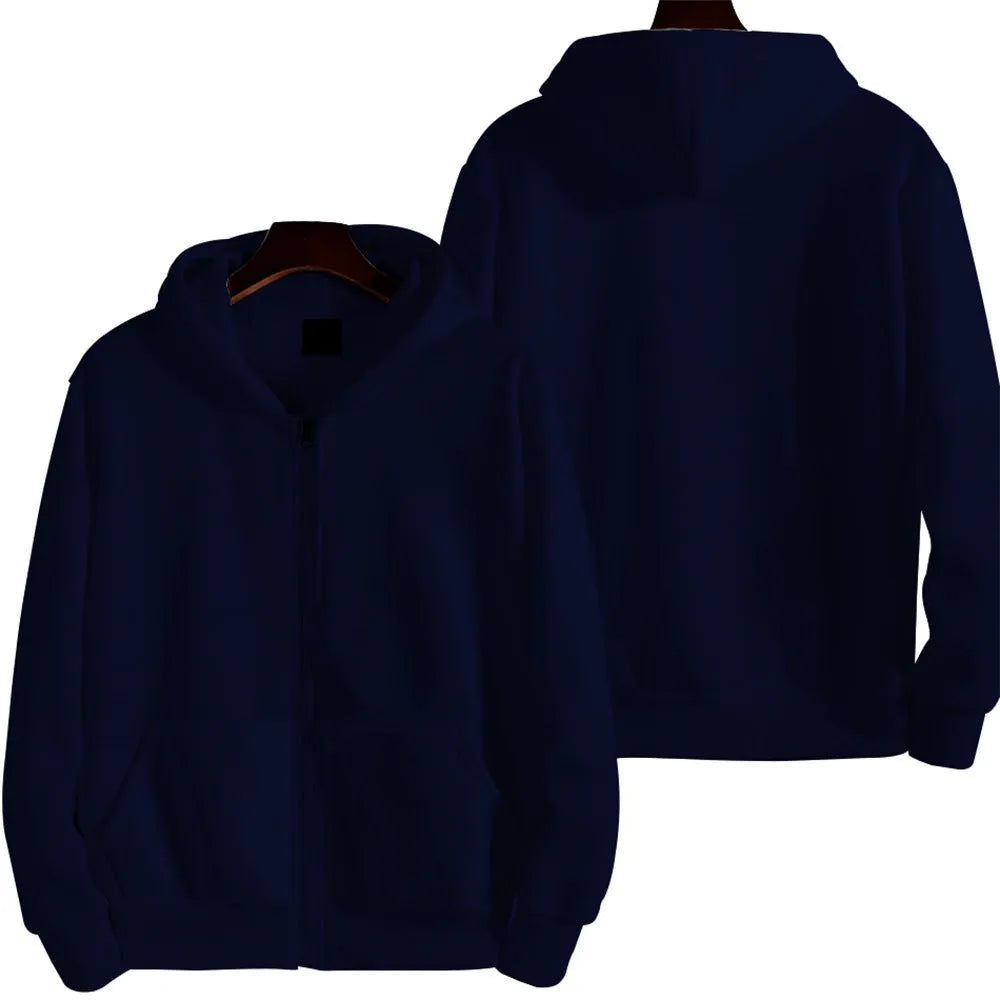 Men's solid colour loose fit zipper jacket for sports wear in polyester spandex fabric
