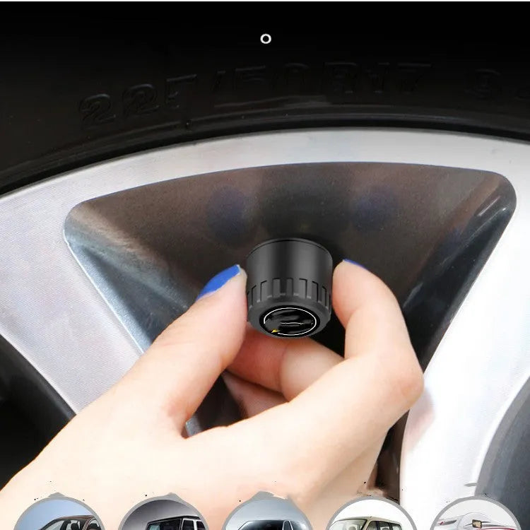 Bluetooth tyre pressure monitor set with four external sensors, wrench, and anti-theft screws