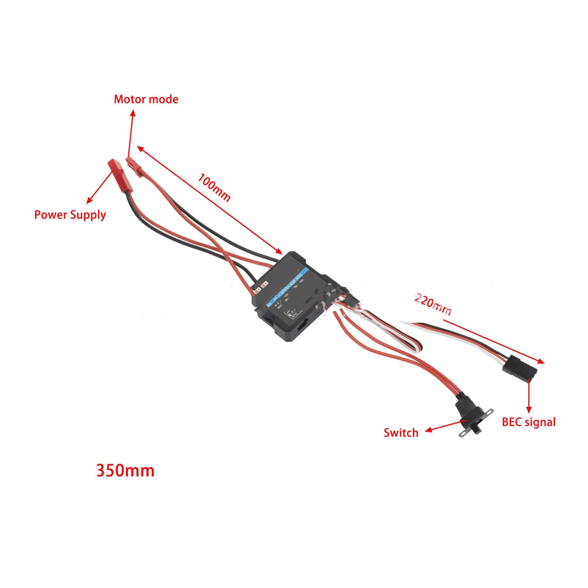 G500 model 40-amp brushed electronic speed controller for RC cars and trucks.