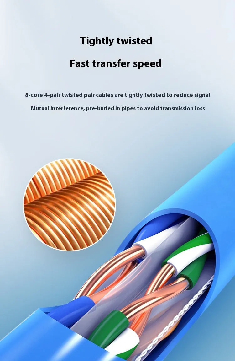 Blue and grey gigabit oxygen-free copper unshielded network cable roll