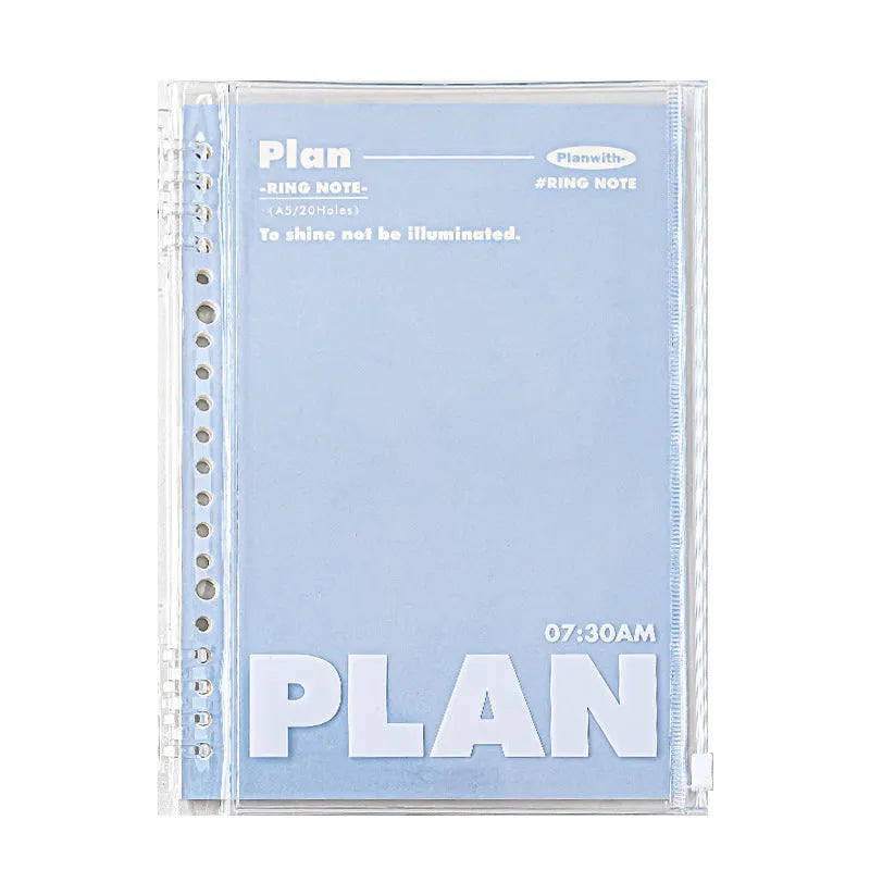 White and blue A5 PVC plastic covers for spiral-bound notebooks