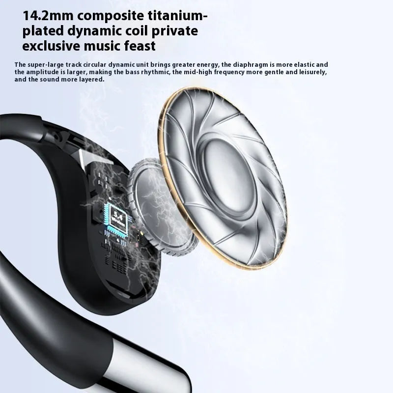 Sports hanging ear Bluetooth earphones in black or beige with digital display screen
