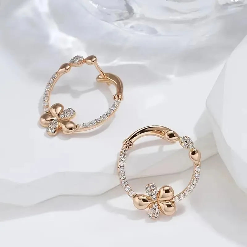 Women's round geometric earrings in copper with electroplated EK13286-FD-01 colour finish