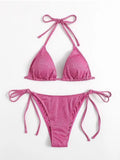 Women's bandage bikini swimsuit briefs style in khaki gold colour with adjustable sizing