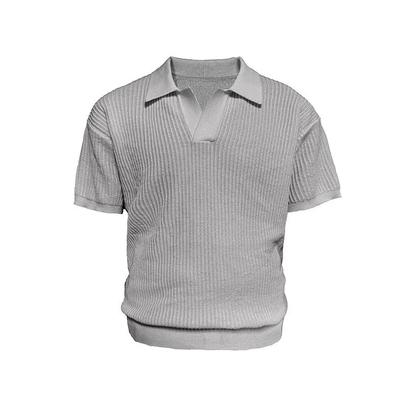 Men's striped polo shirt with business collar in ice silk breathable fabric