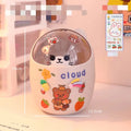 Mini bear desktop trash can, plastic press-type barrel bin under 4L with colour options and stickers