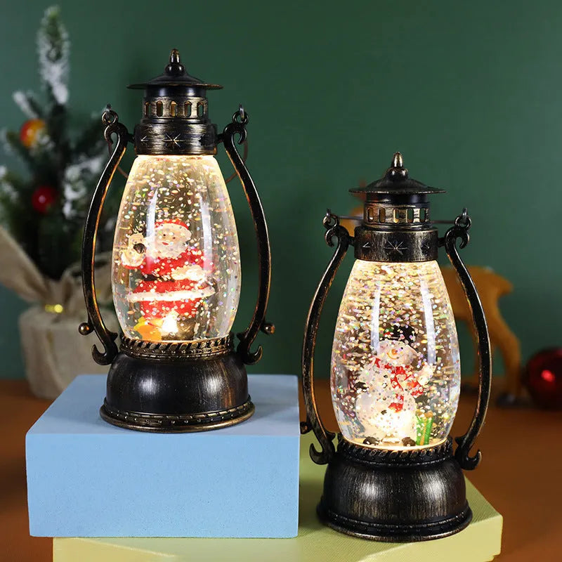 Crystal ball portable oil lamp Christmas decoration with light-emitting snowman or elderly figure