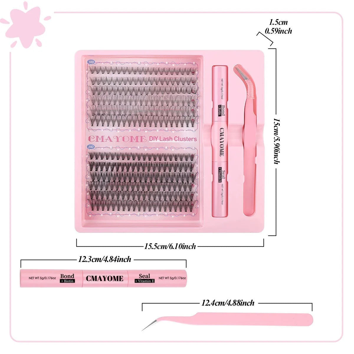 DIY single cluster false eyelashes showing individual artificial fibre clusters for custom application