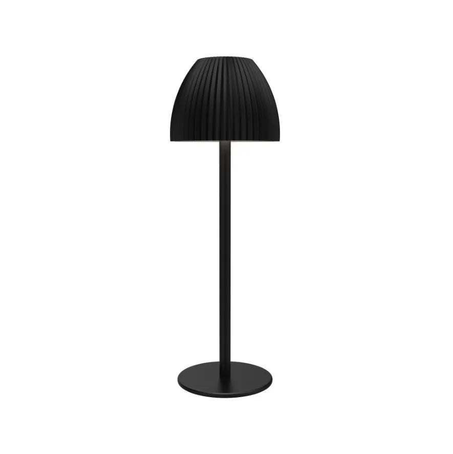 Modern dimmable USB rechargeable night lamp with thin round base in black or white colour.