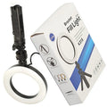 Black mobile live streaming bracket with adjustable fill light mounted on desktop tripod for smartphones