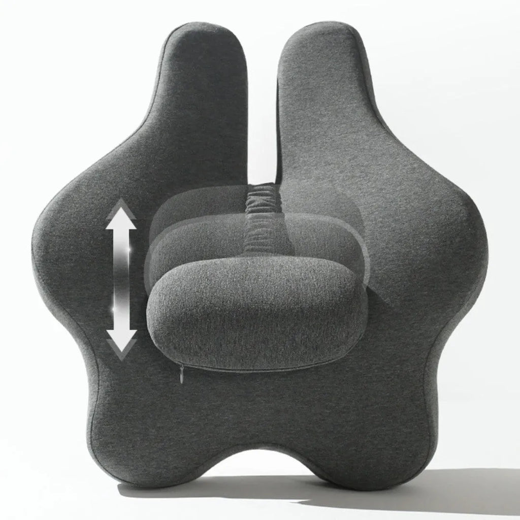 Memory foam car lumbar cushion in black colour showing 50cm width